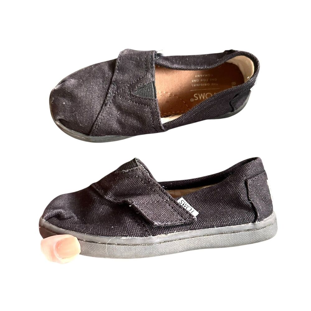 TOMS Canvas Slip On‎ Shoes Toddler Black Sz T8